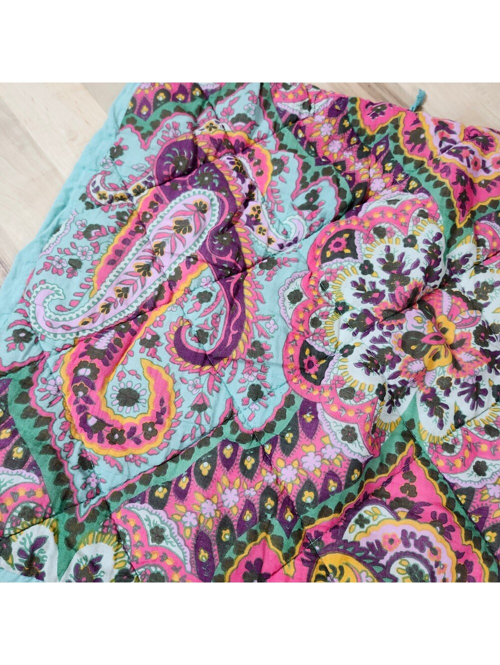Cost Plus Imports Quilted Paisley Pillow Shams Set of 2 Aqua Pink